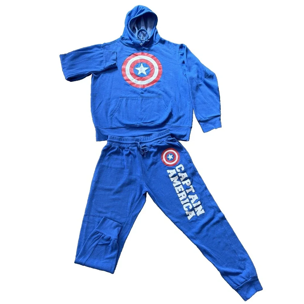 Marvel Comics Captain America Mad Engine Men's Blue Sweatshirt Sweatpants Set M
